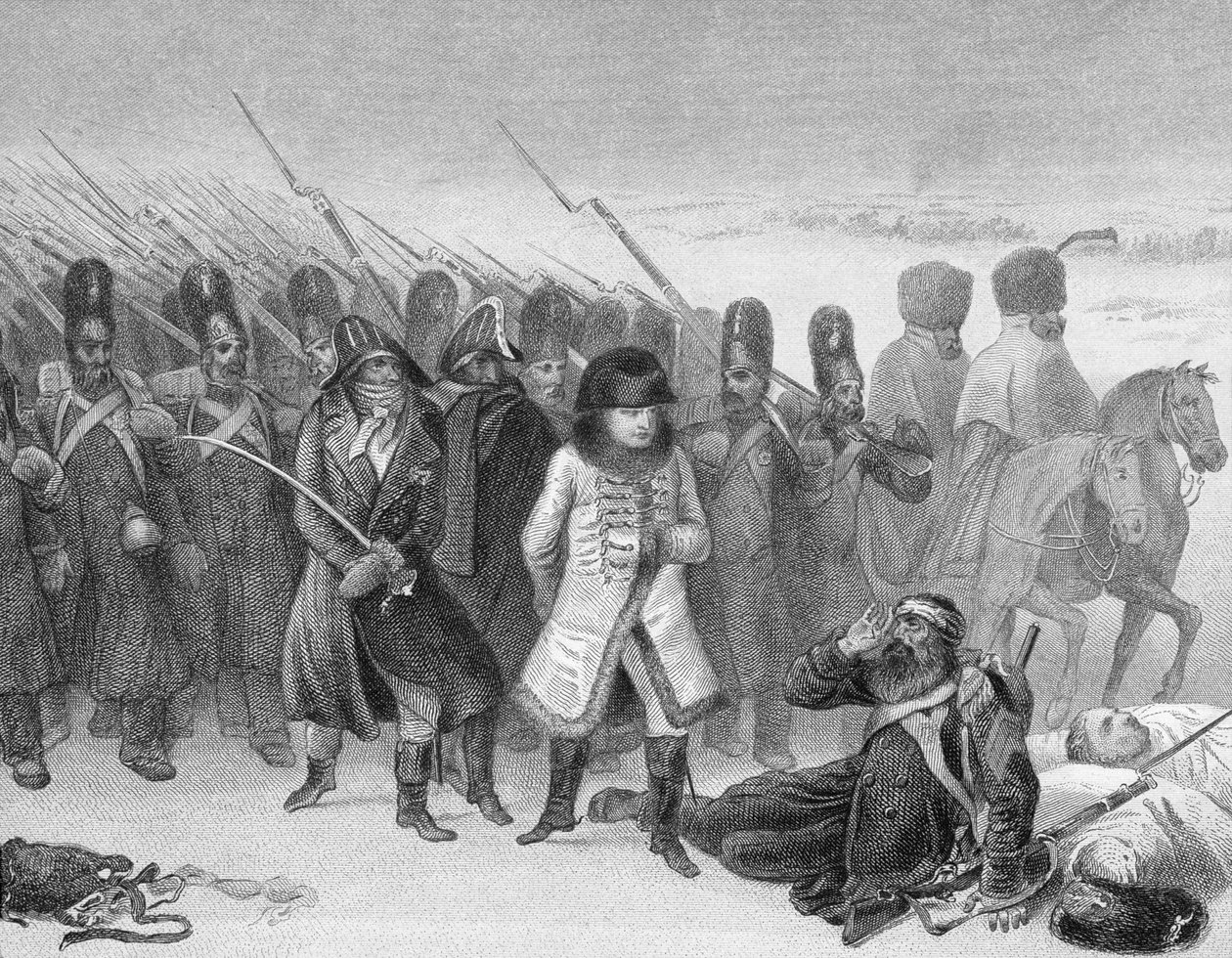 Napóleon visszavonulása Oroszországból 1812-ben alkotó: English School