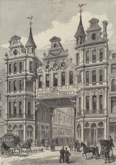 New Leadenhall Market, a The Illustrated London News 1881. december 24-i számából. alkotó: English School