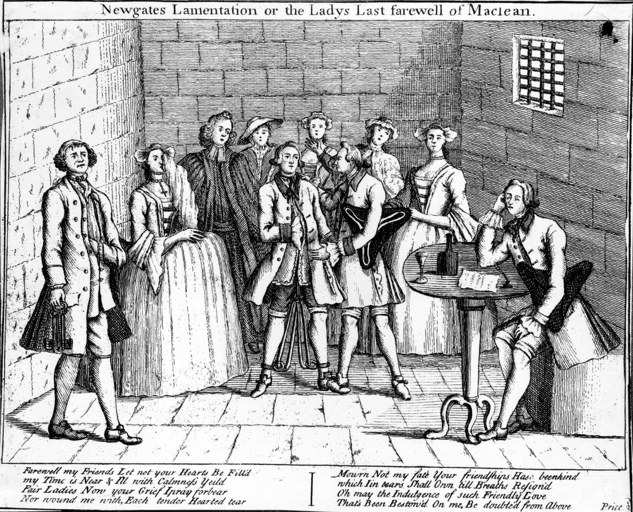 Newgate siralma, avagy a hölgyek Maclean utolsó búcsúja, 1750 alkotó: English School