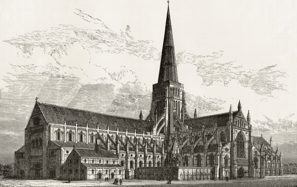 A régi Szent Pál templom délnyugatról, a "London Pictures"-ből: Drawn with Pen and Pencil", Richard Lovett tiszteletes, megjelent 1890-ben. alkotó: English School