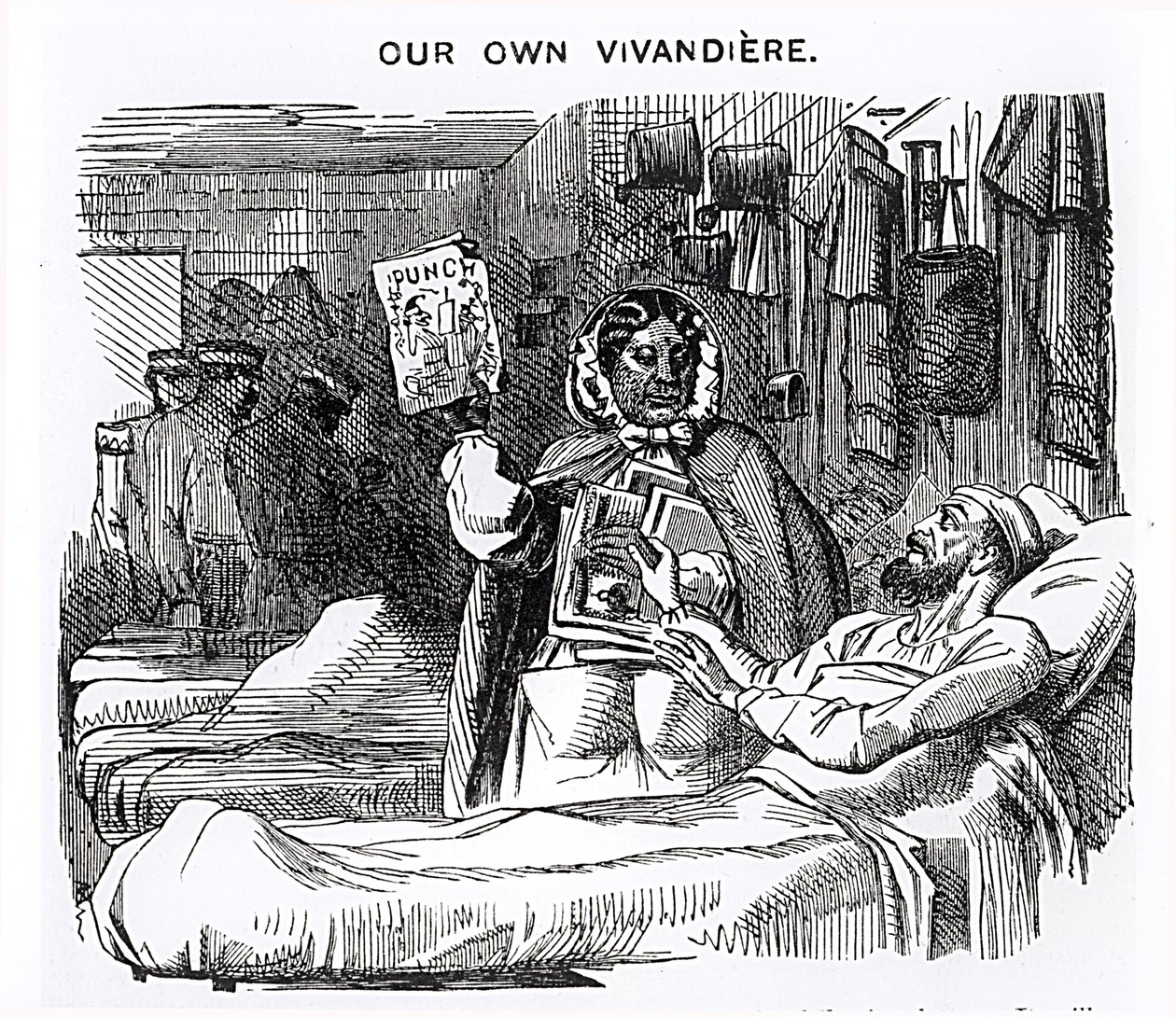 Saját Vivandiere-ünk, Mrs Seacole (1805-81), ahogyan a "Punch" 1857. május 20-i száma ábrázolja. alkotó: English School