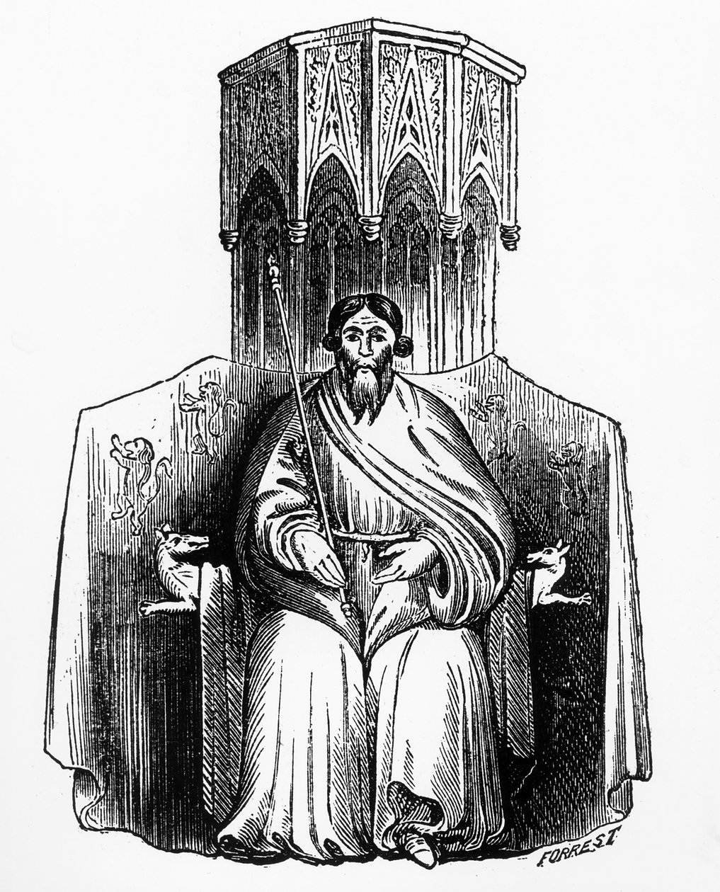 Owen Glendower (1359-1416) pecsétjéről, „Archaeologia”-ba vésve, Forrest metszetében alkotó: English School