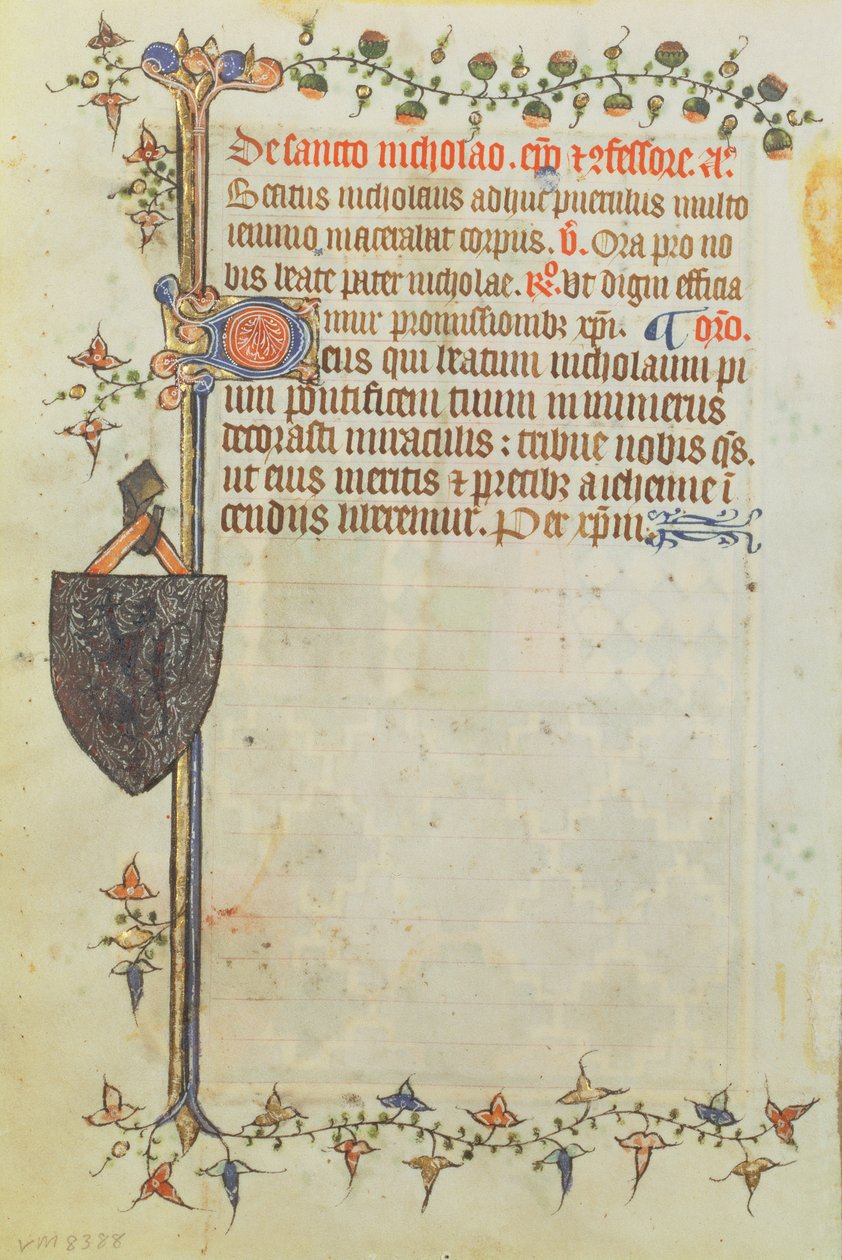 Oldal egy órakönyvből, 1400-40 körül alkotó: English School