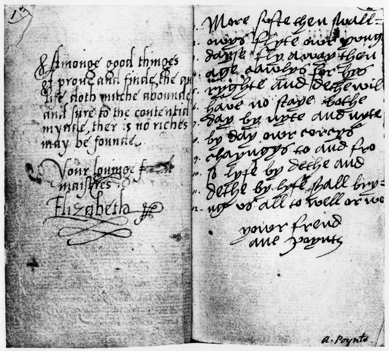 A kézirat oldala, amelyen I. Erzsébet királynő (1533-1603) aláírása látható (tintával papíron) alkotó: English School