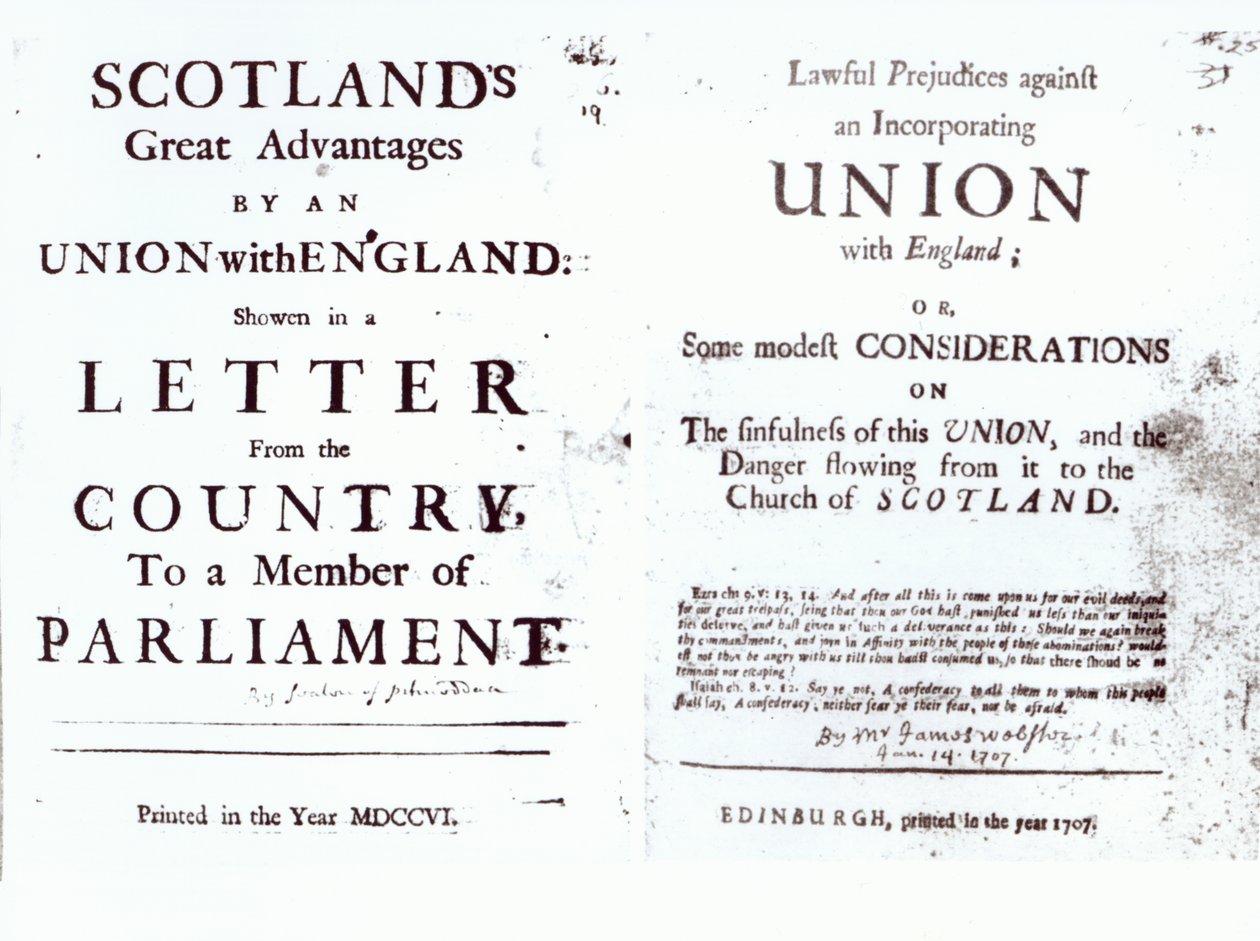 Az angol-skót unióról szóló vita mindkét oldalát bemutató röpiratok, 1707 alkotó: English School