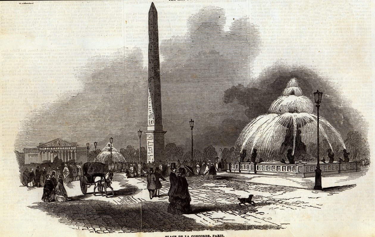 Place de la Concorde, Párizs, The Illustrated London News, 1845. augusztus 2. alkotó: English School
