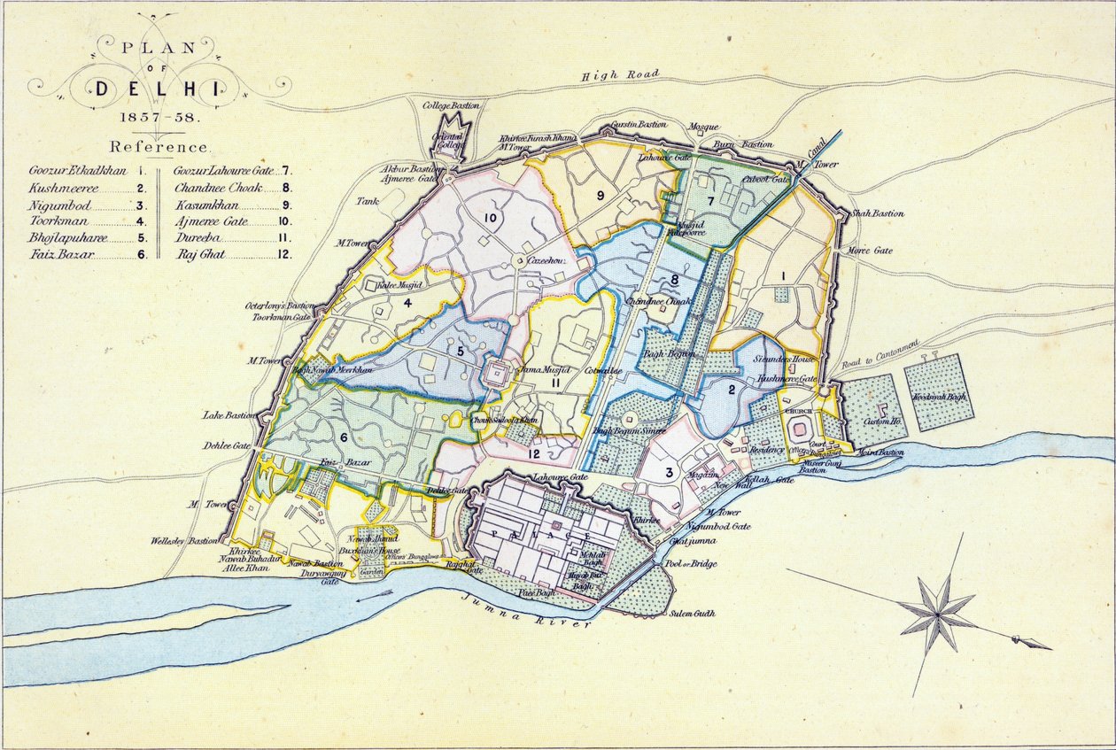 Delhi terve 1857-58, vésette Guyot und Wood, kocsma. William Mackenzie, Edinburgh, 1860 körül alkotó: English School