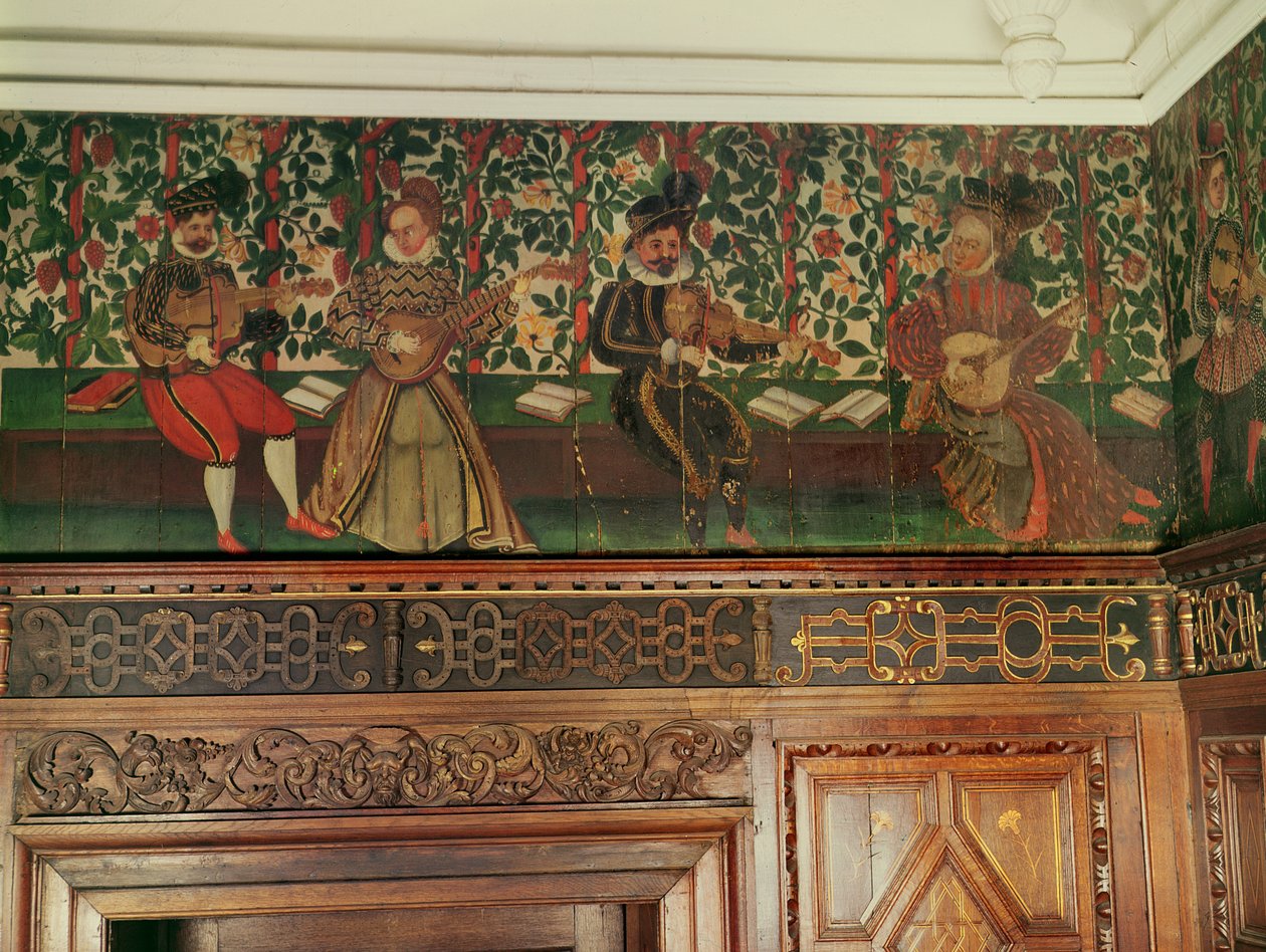 A festett freize egy része a Nagykamrában, 1575-85 körül alkotó: English School