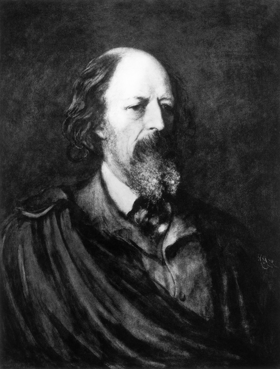 Alfred, Lord Tennyson (1809-92) portréja az 1860-as évek körül alkotó: English School