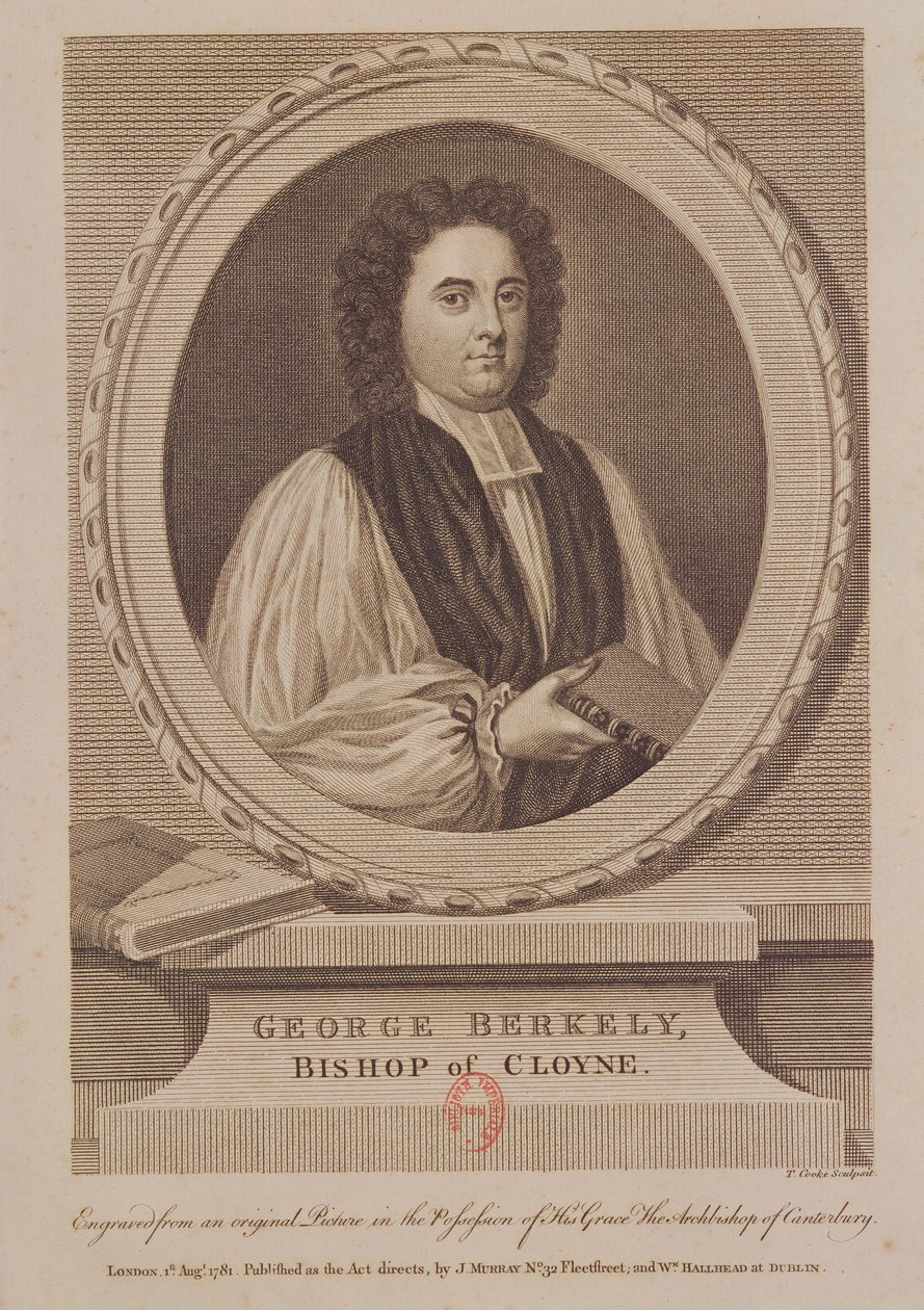 George Berkeley (1685-1753) Cloyne püspökének portréja, Thomas Cook (1744-1818) metszete 1781 körül alkotó: English School