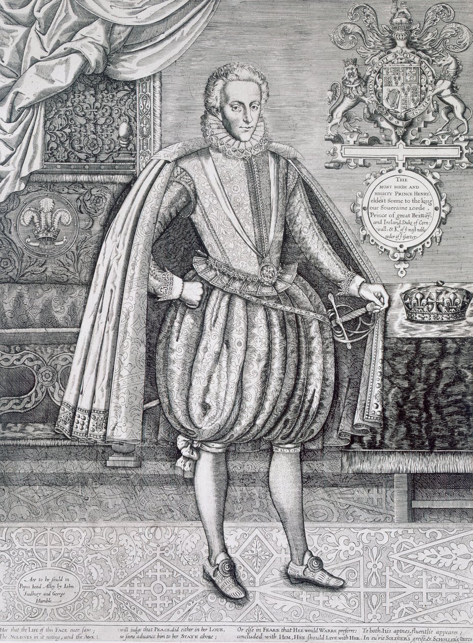 Henrik walesi herceg (1594-1612) portréja a Királyok könyvéből, Renold Elstrack (1571-kb. 1630) metszete 1612 alkotó: English School