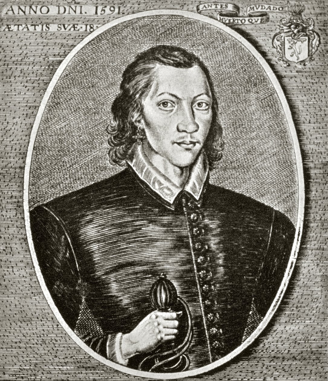 John Donne portréja, 1591-ben, az 1942-ben megjelent „The Poems of John Donne” előlapja (330011 részlet); alkotó: English School