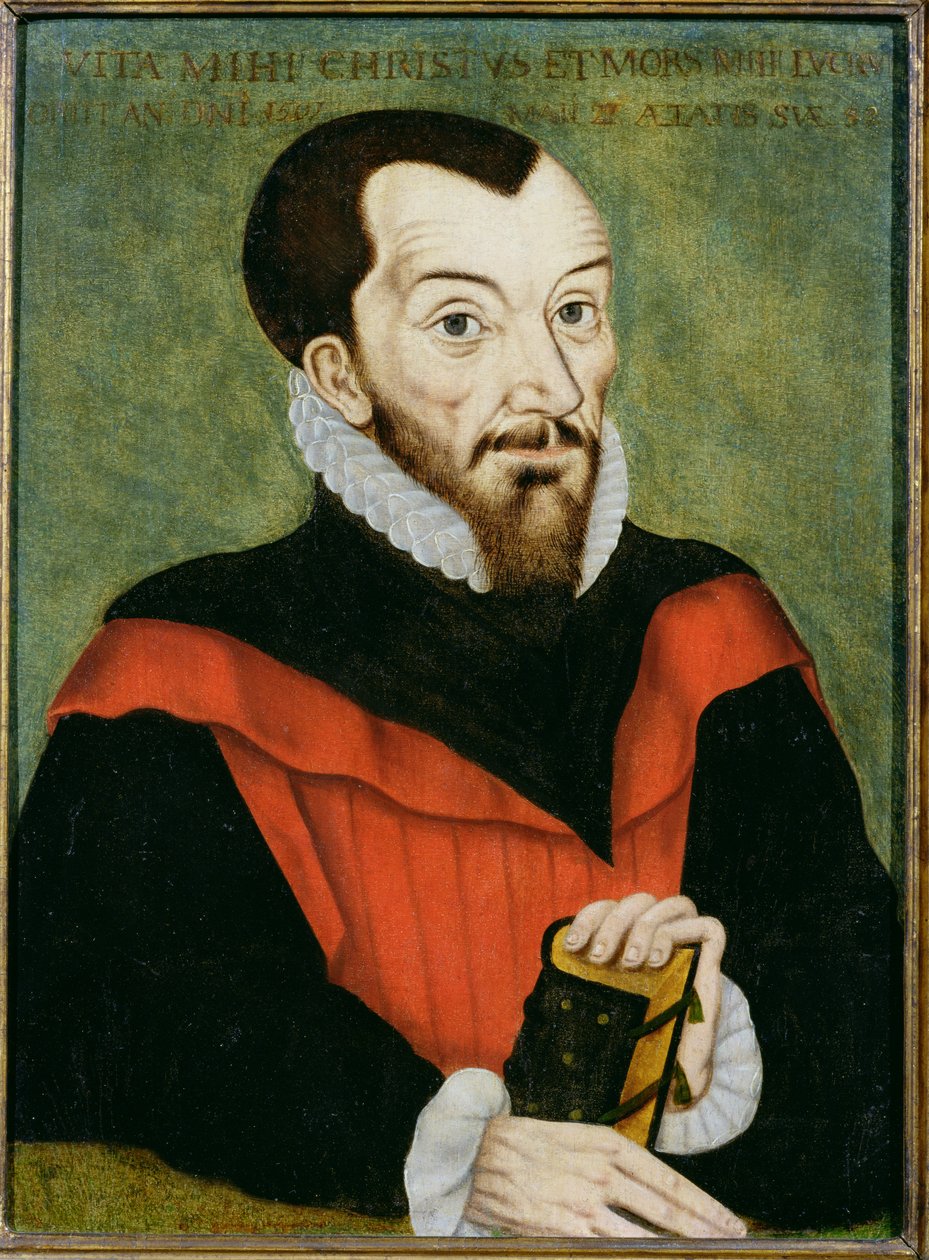 John Rainolds (1549-1607), a Corpus Christi College elnökének és a Biblia hivatalos verziójának társszerkesztőjének portréja alkotó: English School