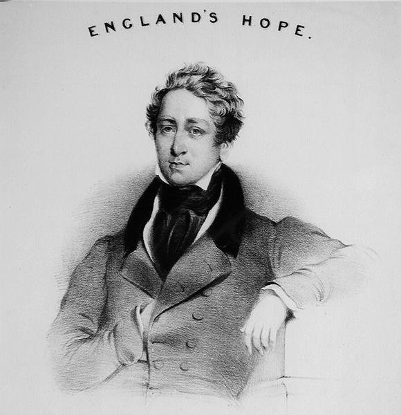 Robert Peel (1788-1850) portréja a konzervatív találkozókon énekelt Englands Hope címlapjára. alkotó: English School