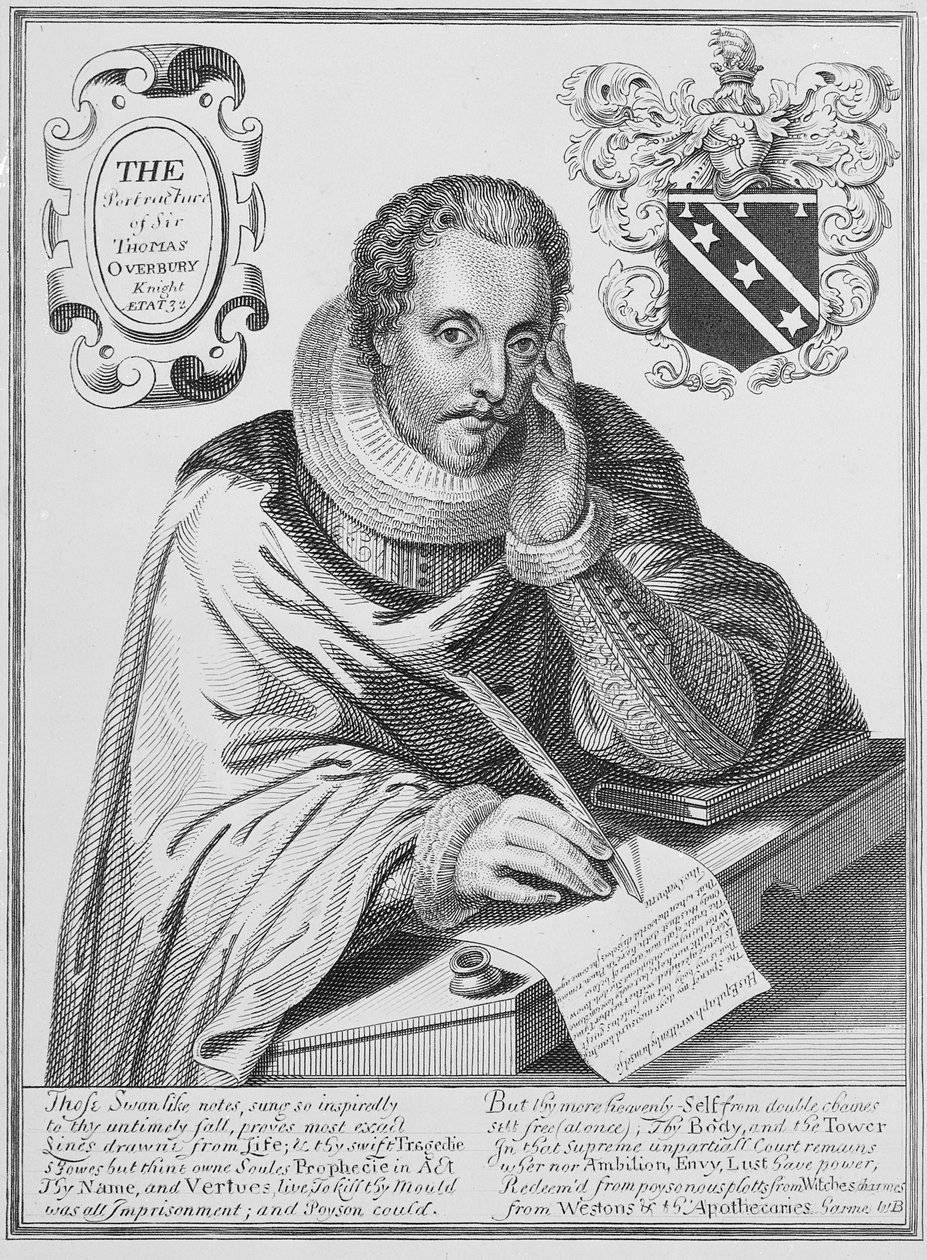 Sir Thomas Overbury (1581-1613) portréja, aki sírfeliratát írja, Renold Elstrack (1571-1630 körül) vésette 1613 alkotó: English School