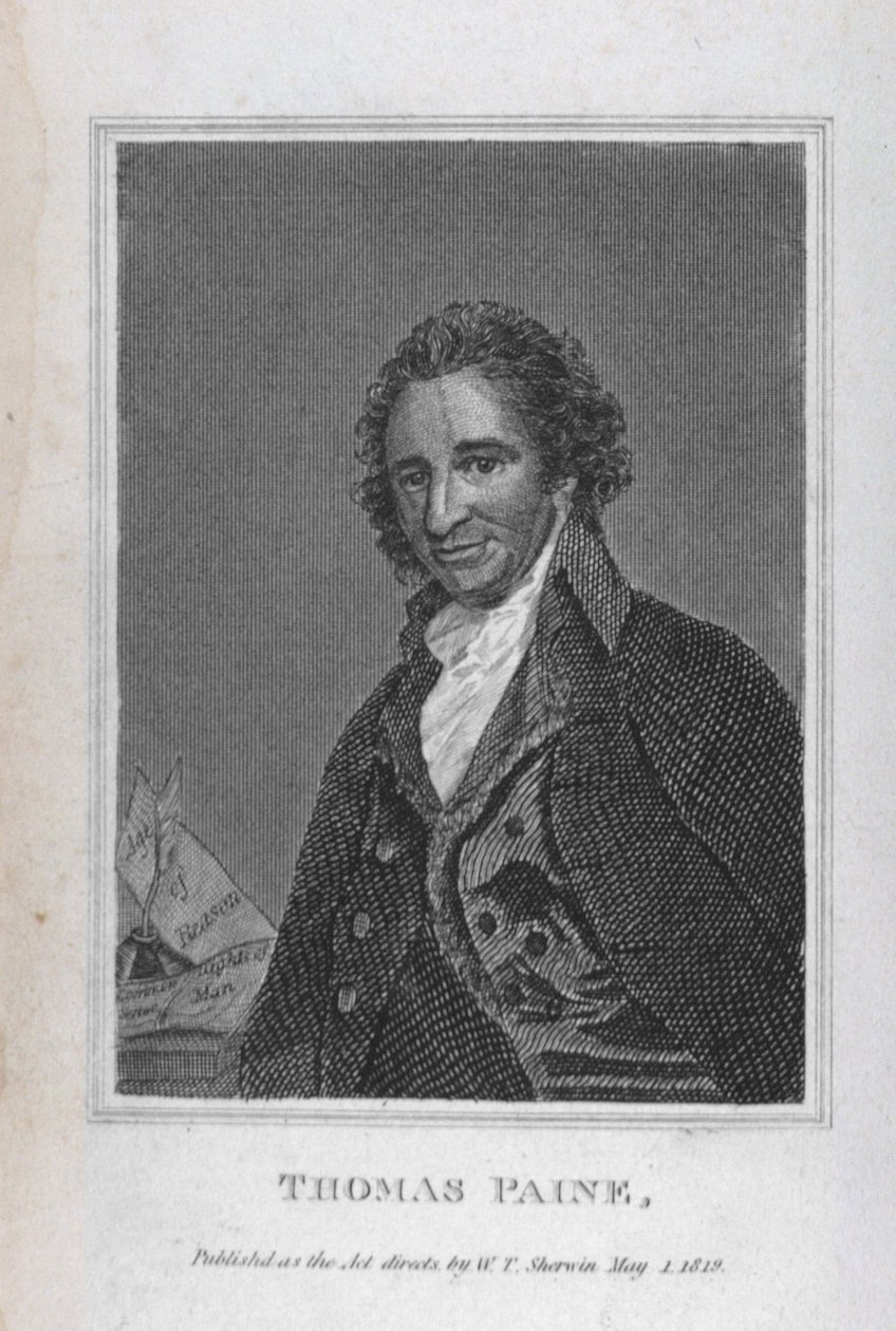 Thomas Paine (1737-1809) portréja a "The Political Works of Thomas Paine" I. kötetéből, pub. W. T. Sherwin, 1819. május 1 alkotó: English School