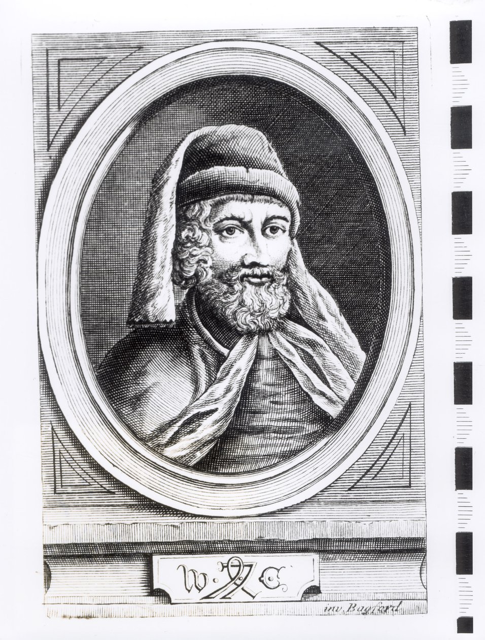 William Caxton (kb.1422-91) portréja és nyomdászjegye alkotó: English School