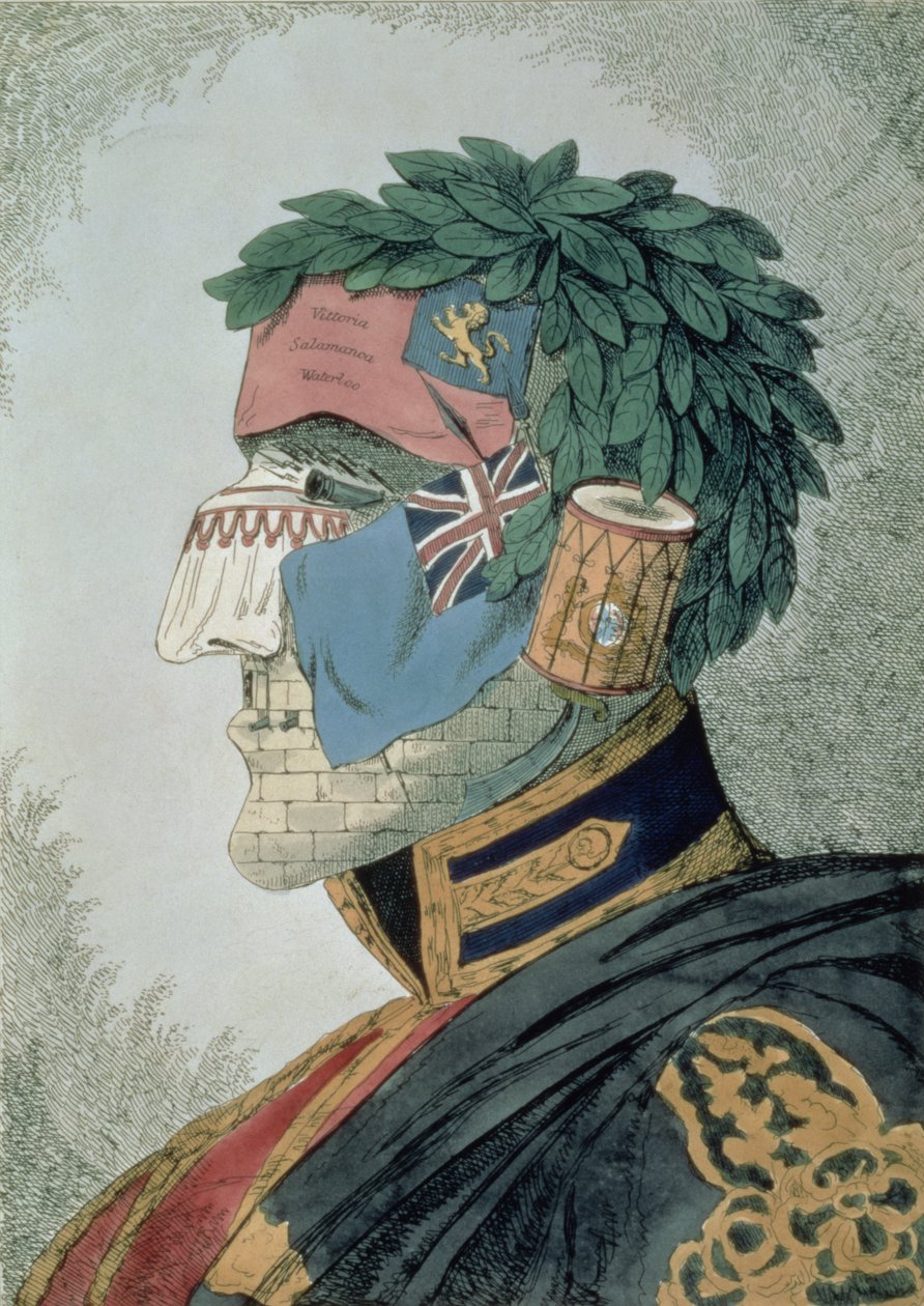 Egy nemes herceg portréja, Arthur Wellesley, Wellington hercege (1769-1852) kocsma rajzfilmje. 1829 alkotó: English School