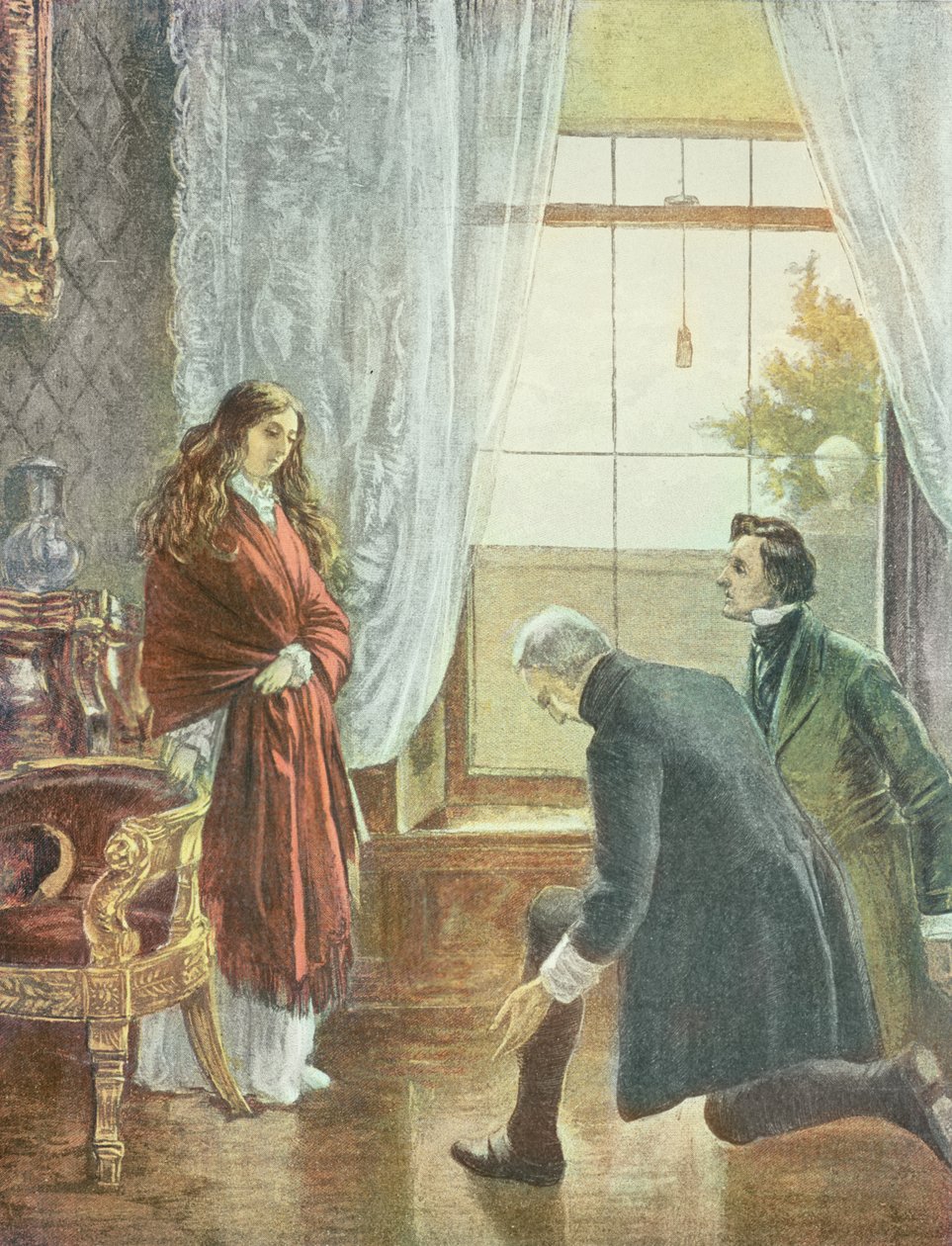 Viktória hercegnő fogadja a trónra lépésének hírét, 1837. június 21. alkotó: English School