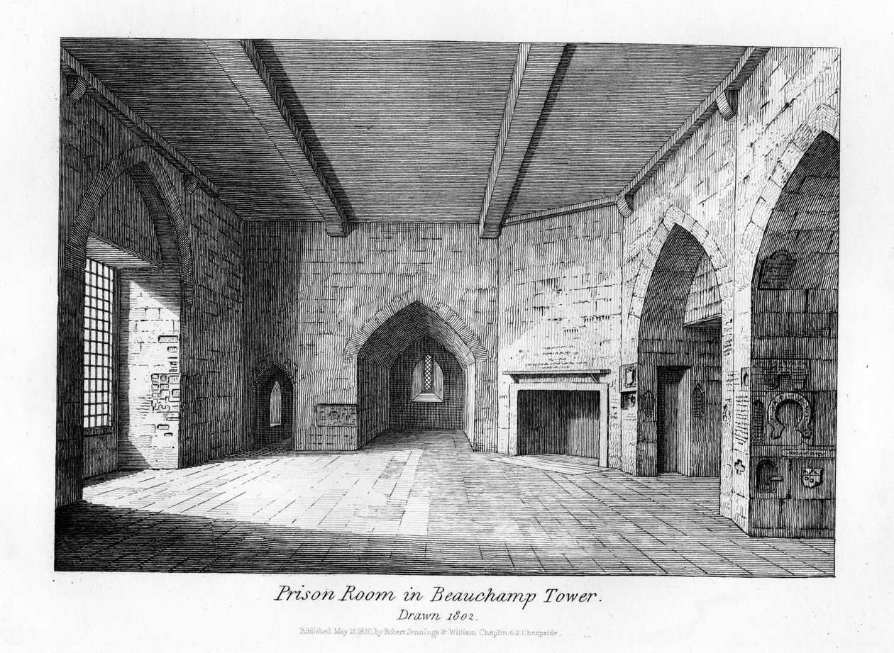 Börtönszoba a Beauchamp-toronyban, 1830 alkotó: English School