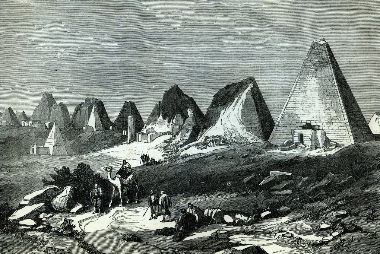 Meroe piramisai, a Níluson (Gordon tábornok útvonala), a „The Illustrated London News”-ból, 1884. február 23. alkotó: English School