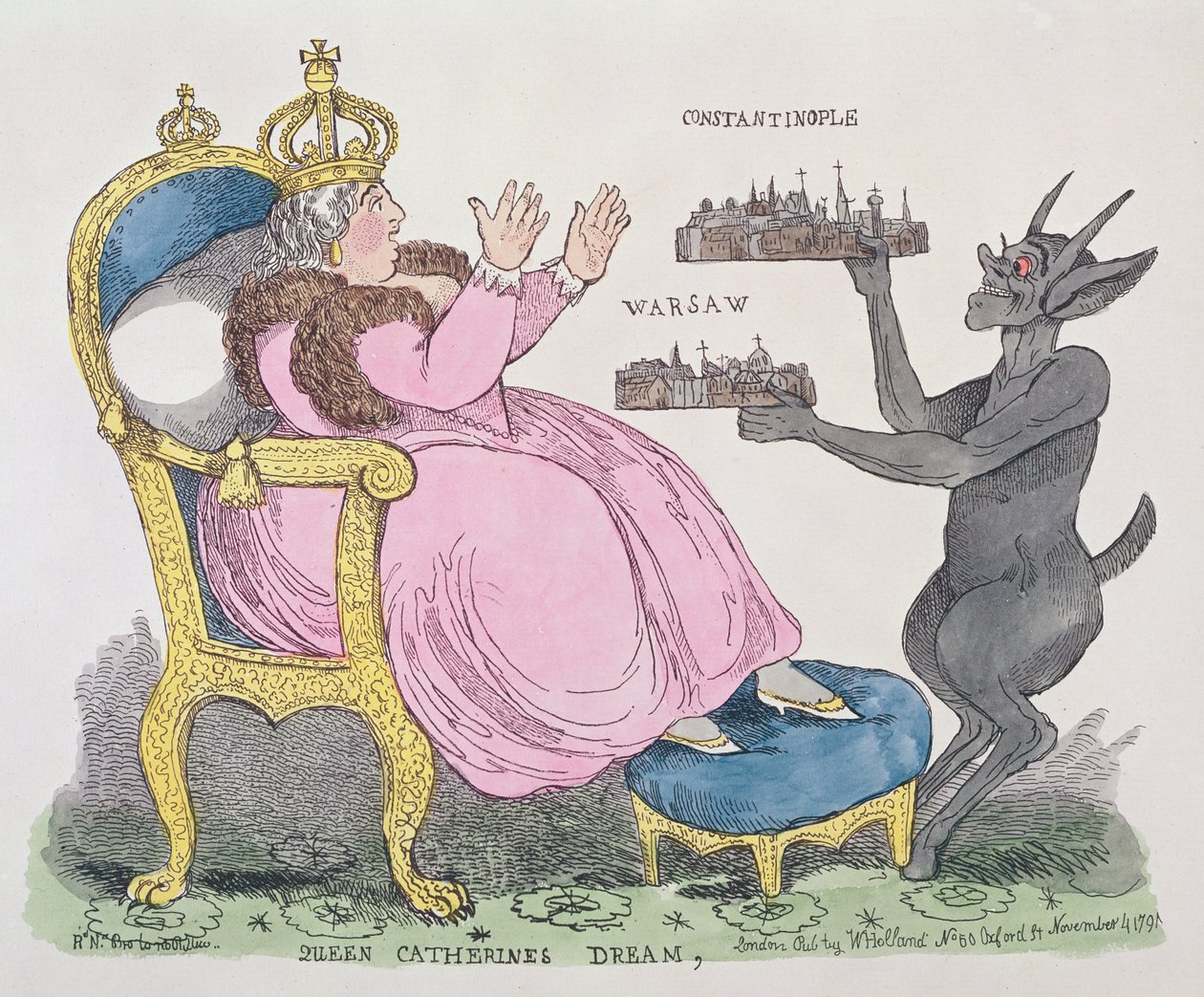 Katalin királynő álma, 1791 (színes rézkarc) alkotó: English School