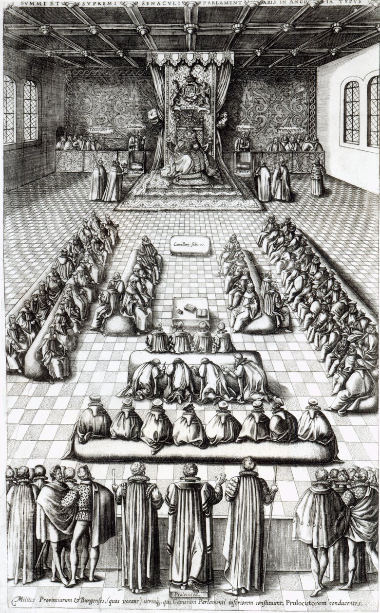 I. Erzsébet királynő (1533-1603) a parlamentben alkotó: English School