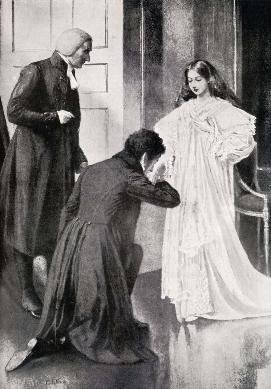 Viktória királynő (1819-1901) hírt kapott csatlakozásáról a Kensington-palotában 1837. június 20-án alkotó: English School