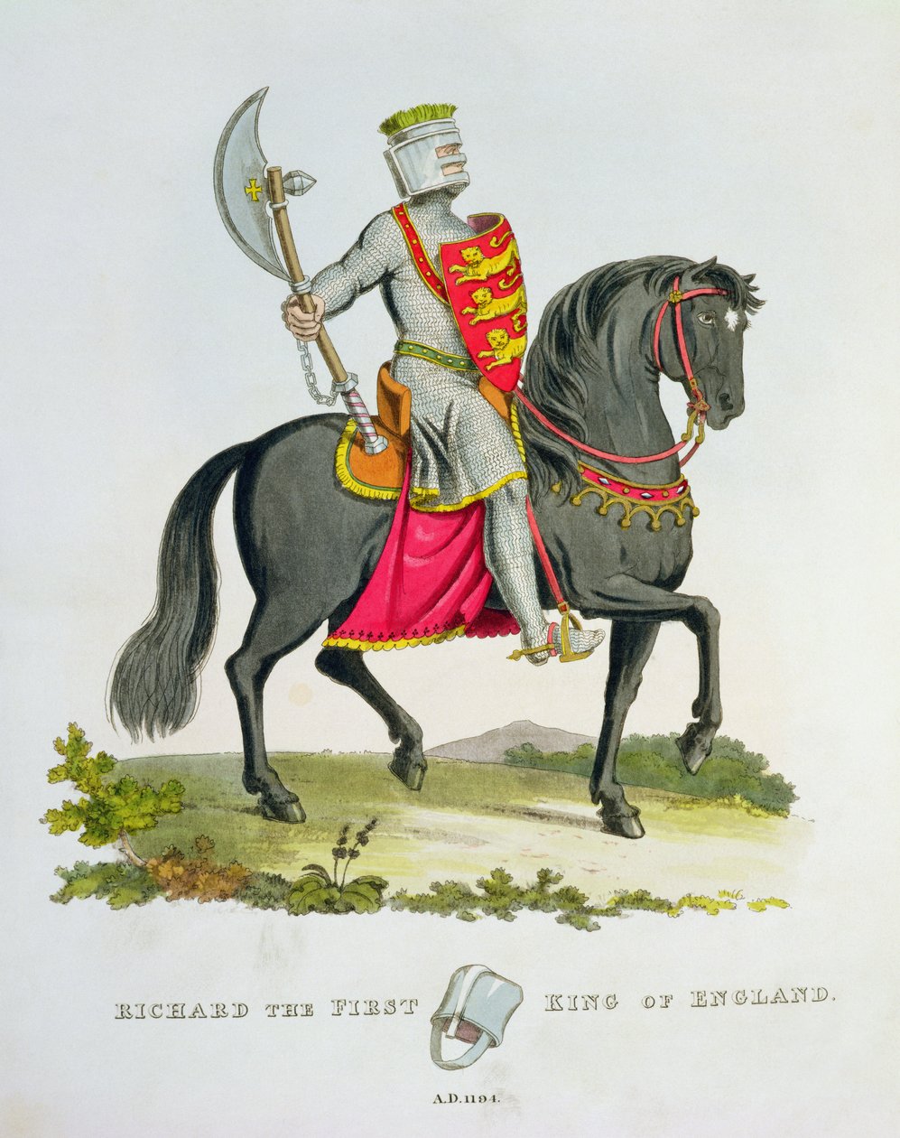 I. Richárd, angol király (1157-99), 1194, az Ancient Armour című művéből, Samuel Rush Meyrick, 1824 alkotó: English School