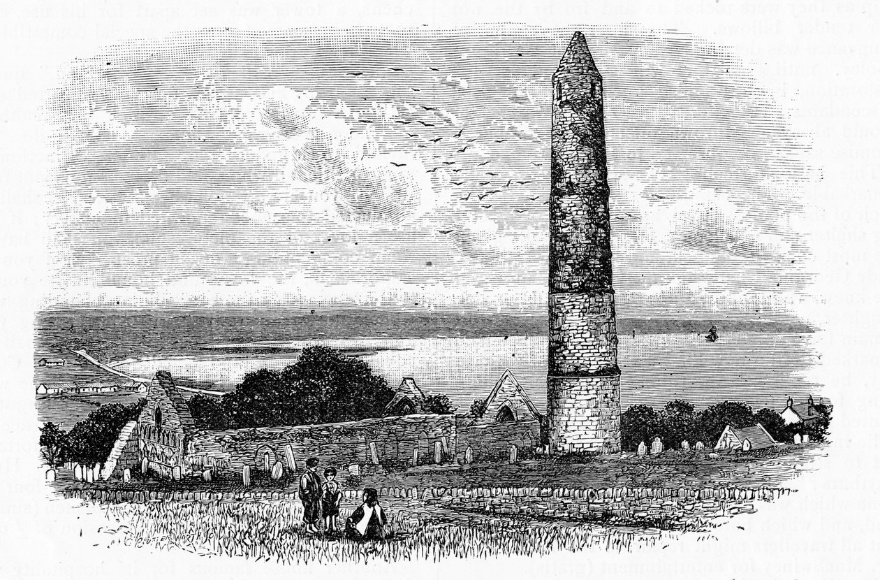 Kerek torony és a St Declan templom romjai Ardmore-ban, 1888 körül alkotó: English School