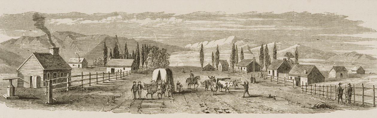 Salt Lake City 1850-ben, az "American Pictures"-ből, a The Religious Tract Society, 1876 alkotó: English School