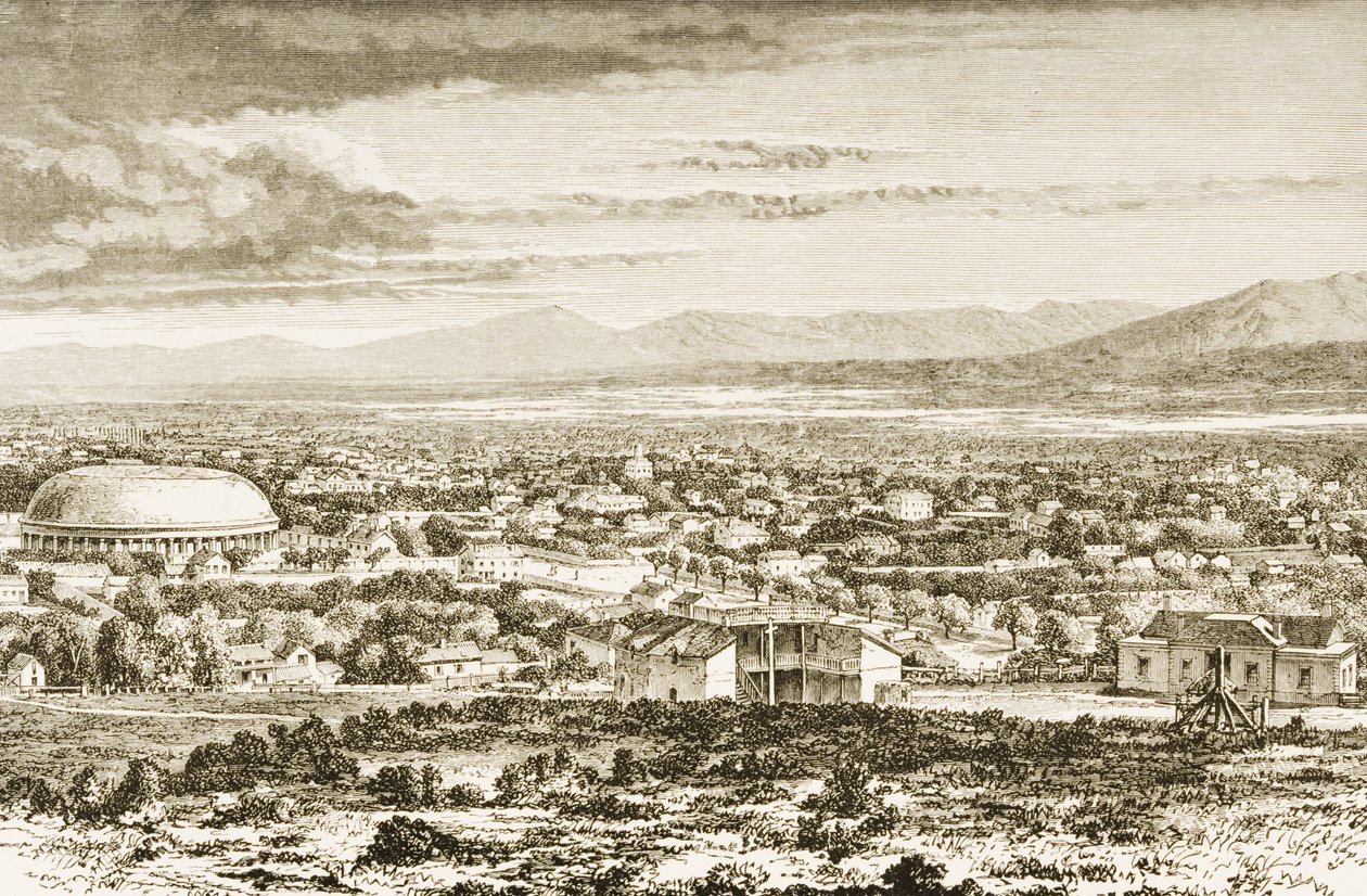 Salt Lake City 1870 körül, az "American Pictures"-ből, a The Religious Tract Society, 1876 alkotó: English School