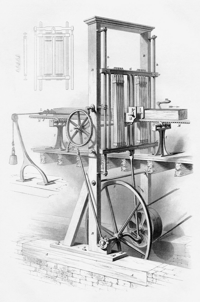 Fűrésztelep, Charles Tomlinson „Cyclopaedia of Useful Arts and Manufactures” című művéből alkotó: English School