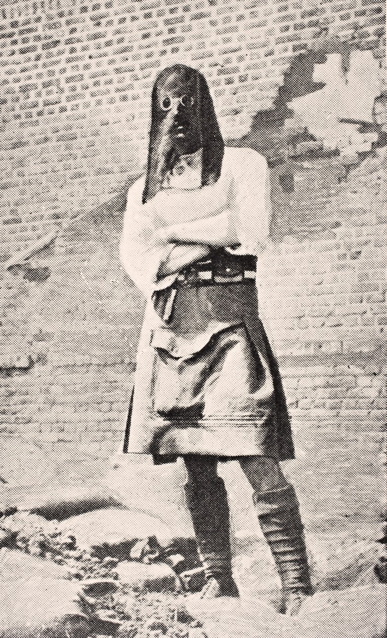 Gázálarcot viselő skót katona 1915-ben a „The War Illustrated deLuxe” című filmből, 1916-ban Londonban alkotó: English School