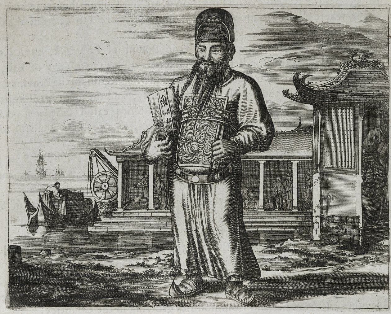 Adószedő magas rangú köztisztviselő, illusztráció a kínai nagykövetségek leírásából, 1690 alkotó: English School