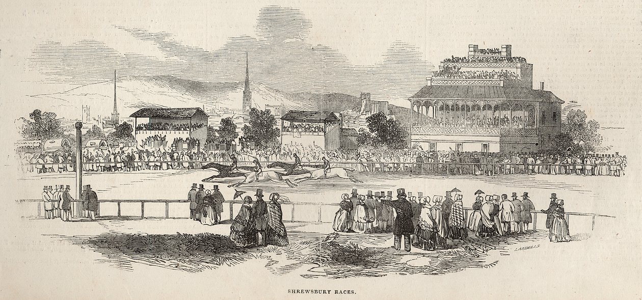 Shrewsbury Races, a „The Illustrated London News”-ból, 1845. május 24. alkotó: English School