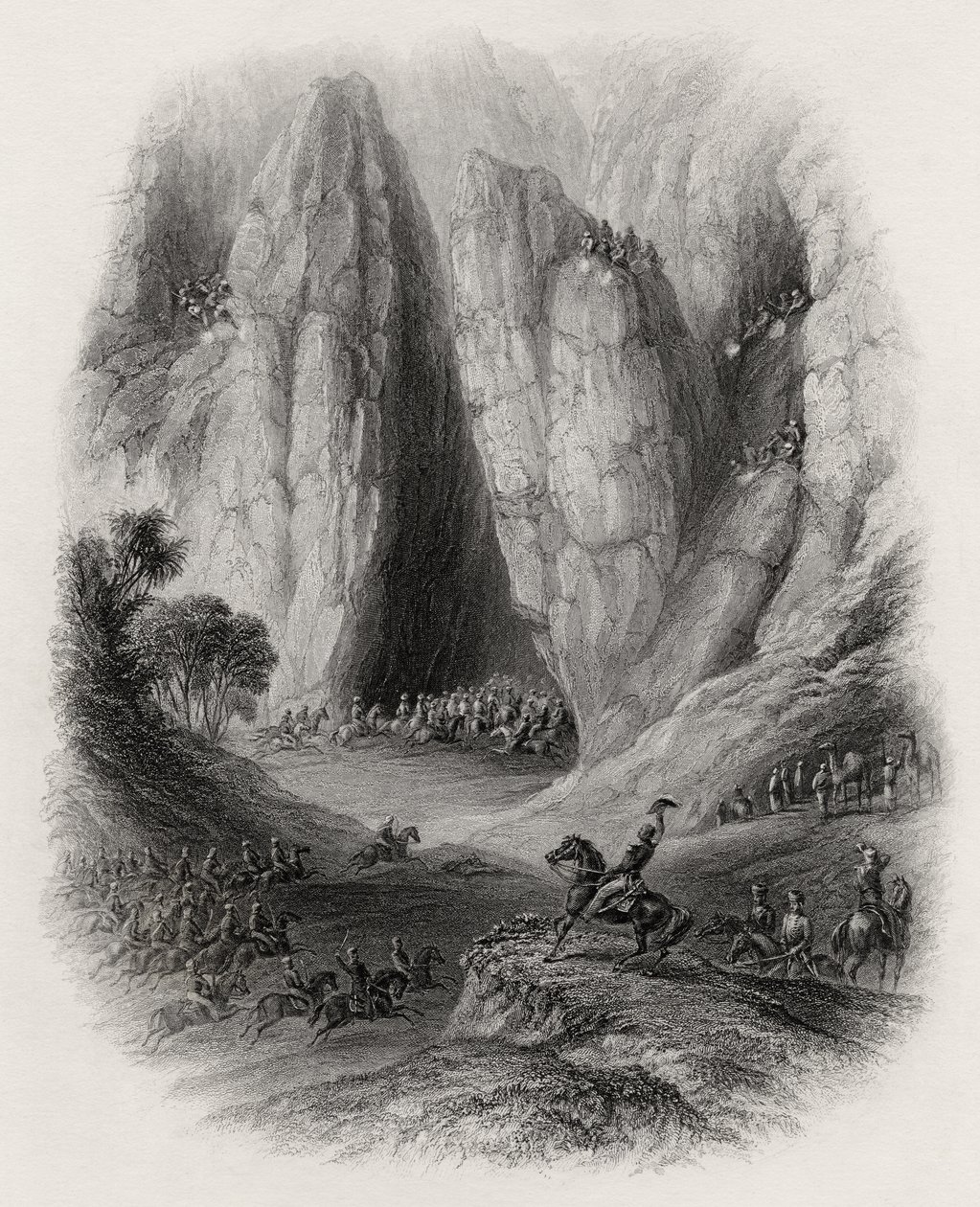 Sir Charles Napier üldözi a rablótörzseket Indiában alkotó: English School