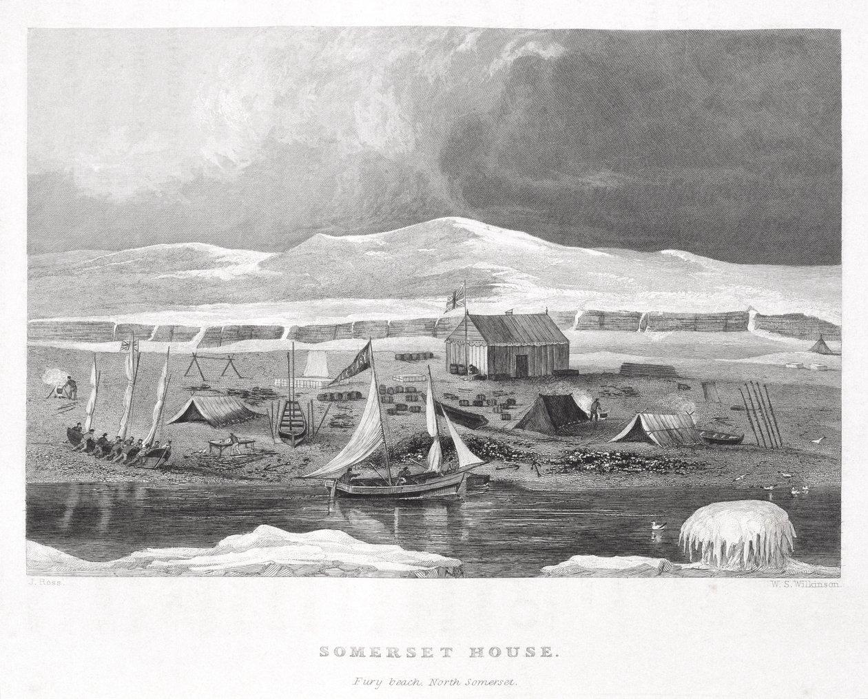 Somerset House, az Északnyugati átjárót kereső második utazás elbeszéléséből (1829-33), Sir John Ross (1777-1836), metszett W.S. Wilkinson, 1835 alkotó: English School