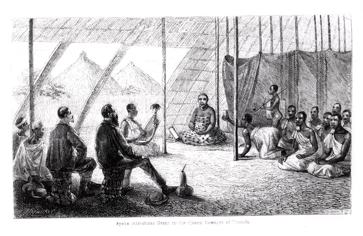 Speke (1827-64) bemutatja Grant-ot (1827-92) Uganda királynőjének alkotó: English School