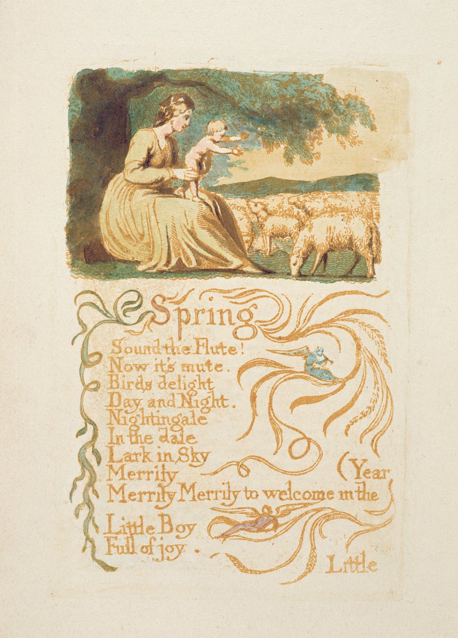 „Spring”, 12. lemez a „Songs of Innocence and Experience”-ből, William Blake (1757-1827) 1808 körül (wc tollal és barna tintával) alkotó: English School