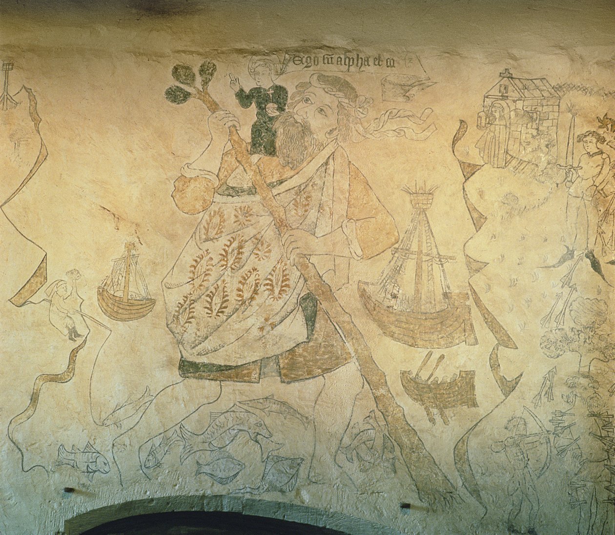Szent Kristóf, 1440 körül (falfestmény) alkotó: English School