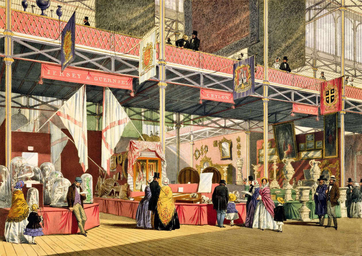 Guernsey és Jersey, Málta és Ceylon az 1851-es nagy kiállításon, a Dickinsons Comprehensive Picturestől alkotó: English School