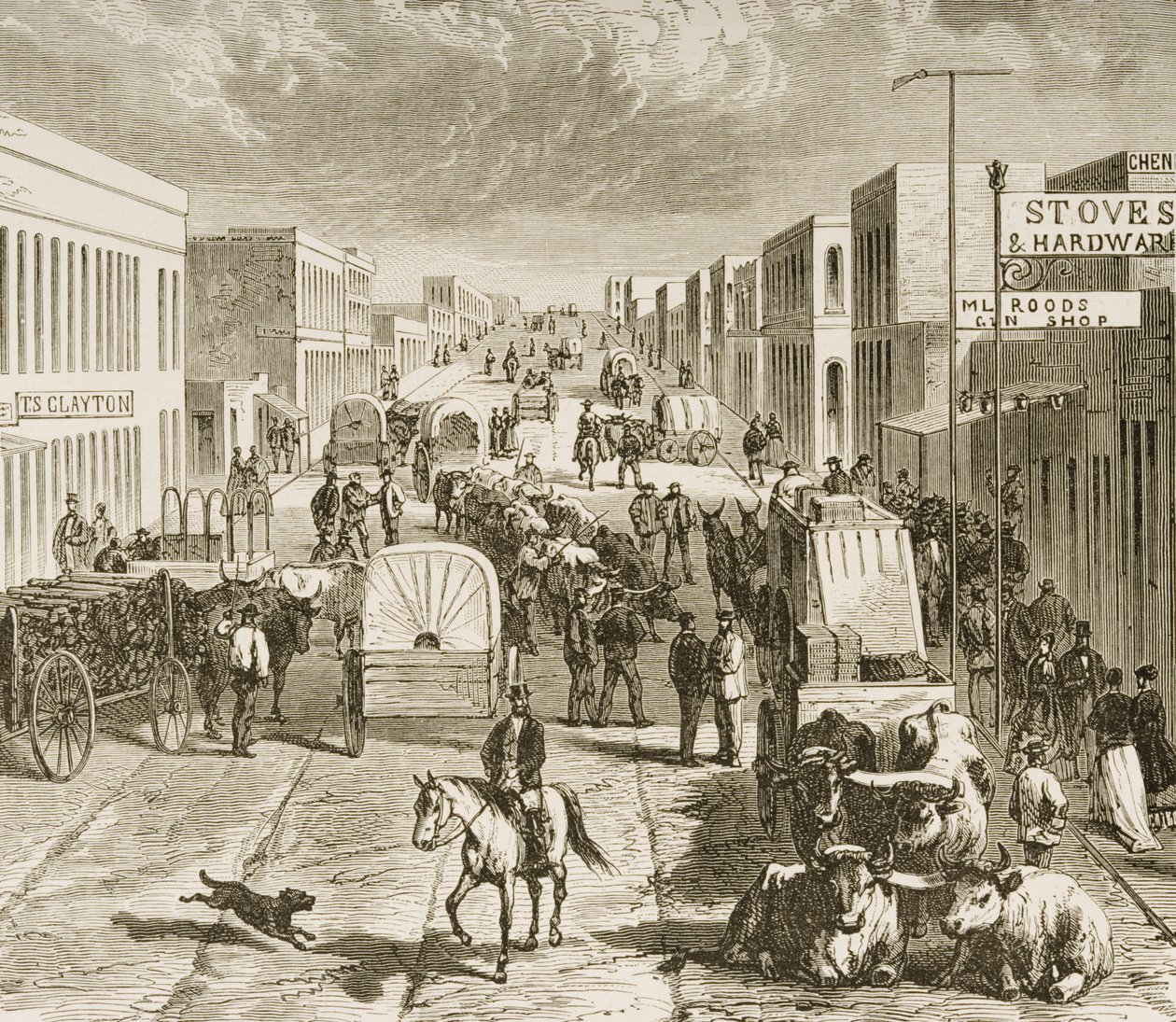 Street, Denver, Colorado, az "American Pictures"-ből, a The Religious Tract Society, 1876 alkotó: English School