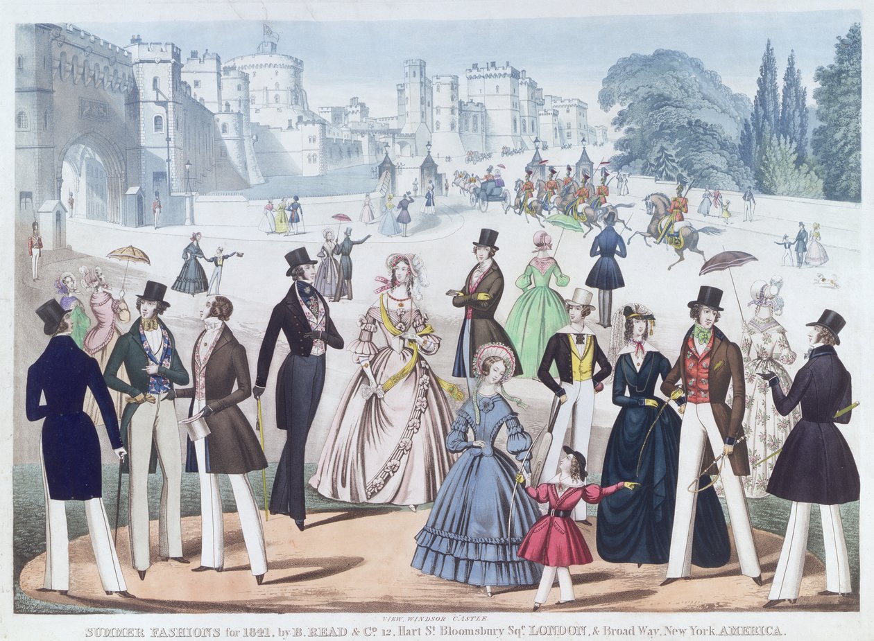 Nyári divat 1841-re: a windsori kastélyon kívül (akvatinta) alkotó: English School
