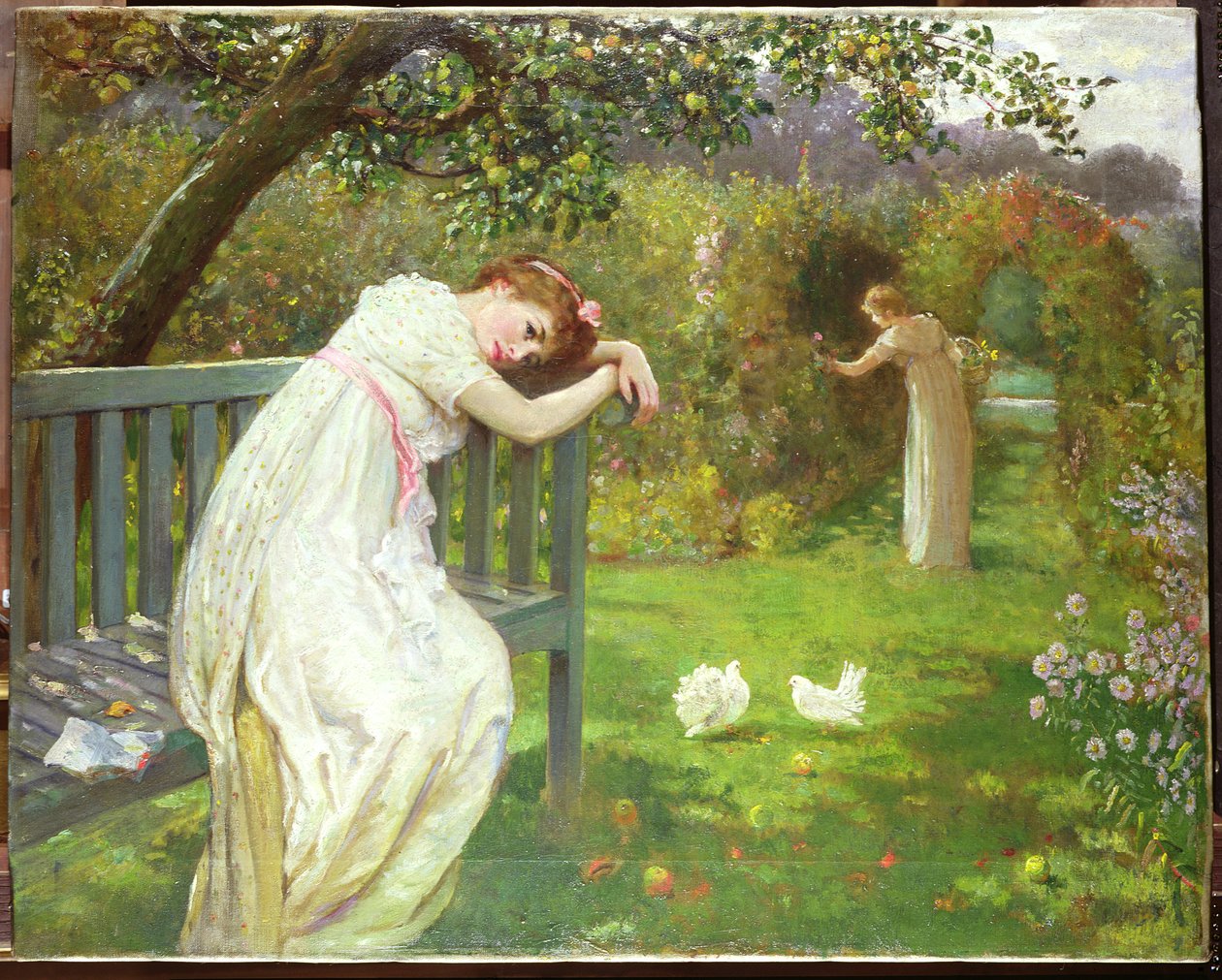 Vasárnap délután, Hölgyek a kertben, 1890 körül alkotó: English School