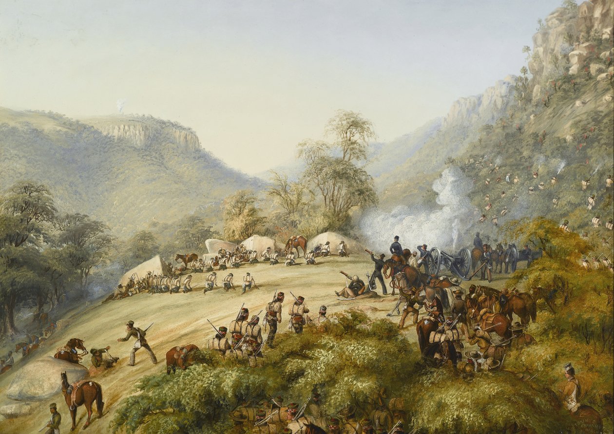 A 74. ezred harcban a Waterkloof feletti magaslaton, 1851 alkotó: English School