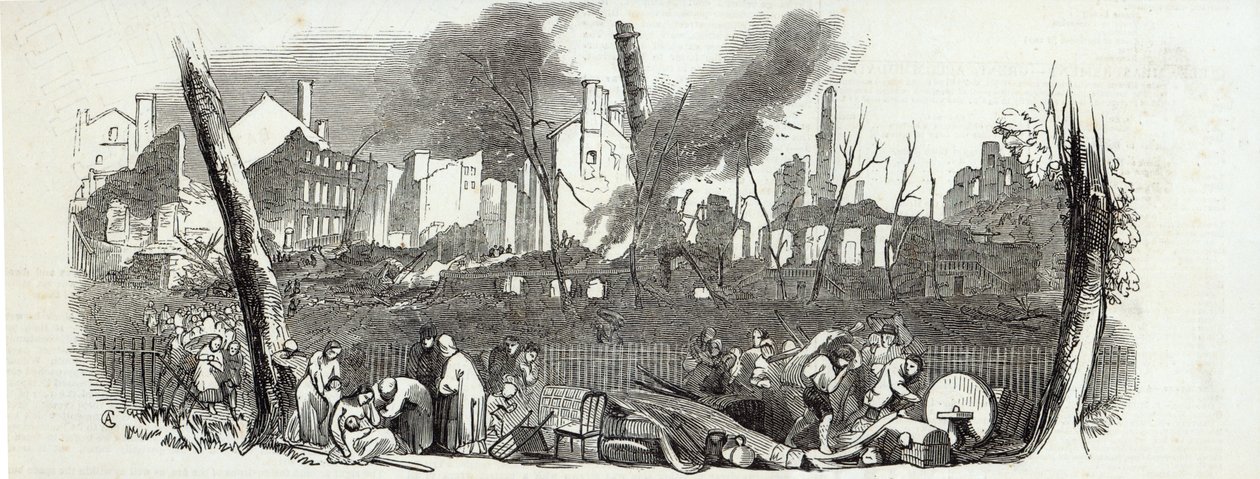 The Bowling-green és Marketfield-street, New York, The Illustrated London News, 1845. augusztus 23. alkotó: English School