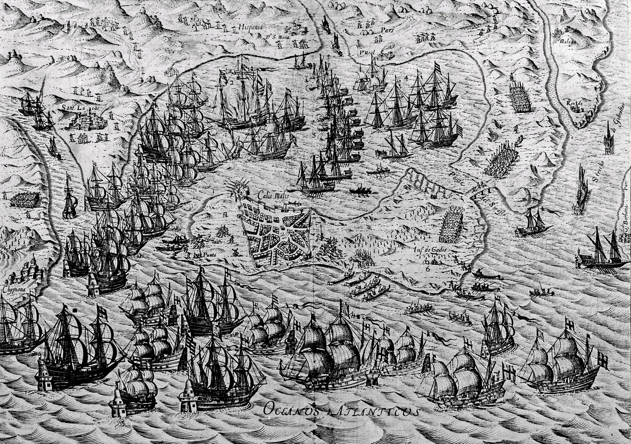 Cadiz elfoglalása, 1596. június 21 alkotó: English School