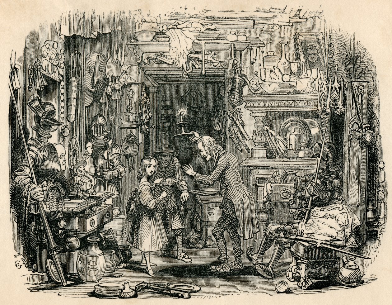A gyermek visszatérése, Charles Dickens "A régi kuriózum boltjából" (The Old Curiosity Shop) alkotó: English School