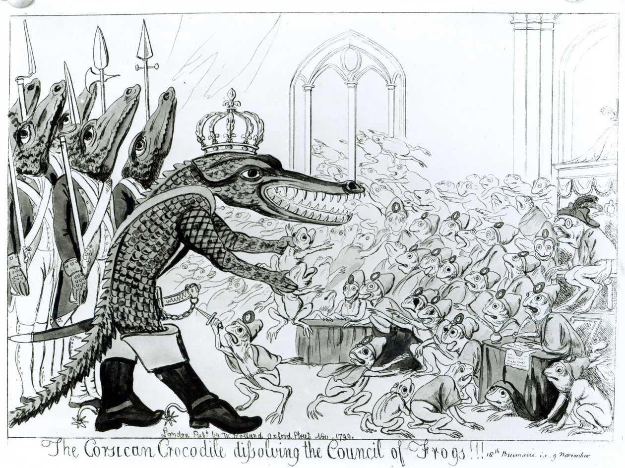 A korzikai krokodil feloszlatja a Békák Tanácsát, 1799. november 9 alkotó: English School